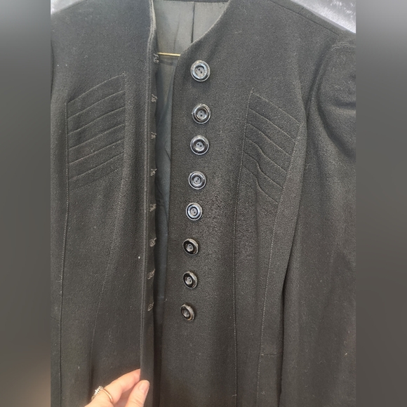 Vintage 1930s Union Made Princess Coat Black Wool Blend With Belt - Picture 5 of 13